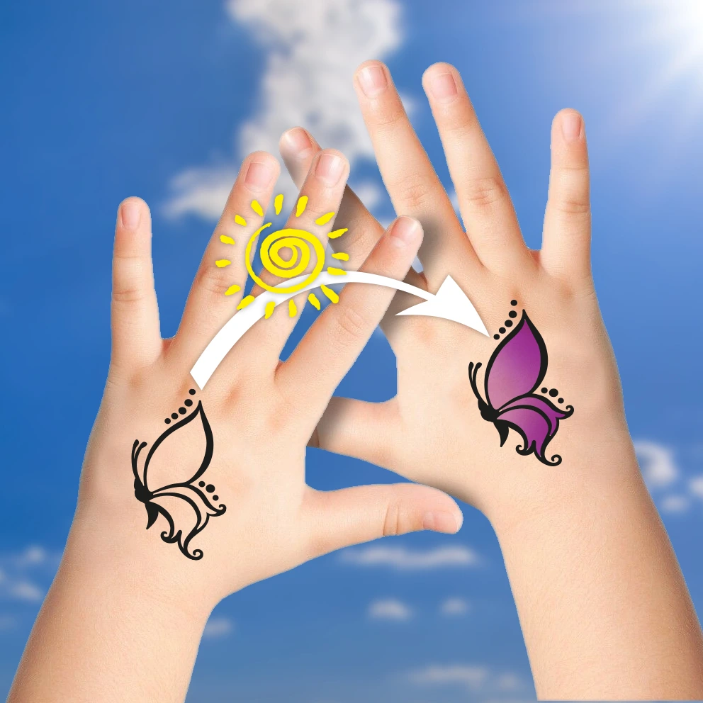 custom temporary color sun tattoos