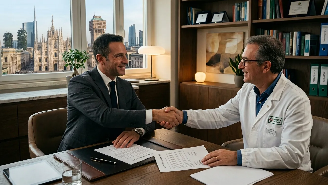 distributore farmaceutico con farmacista